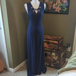MICHAEL Michael Kors Blue Sleeveless V-Neck Gown